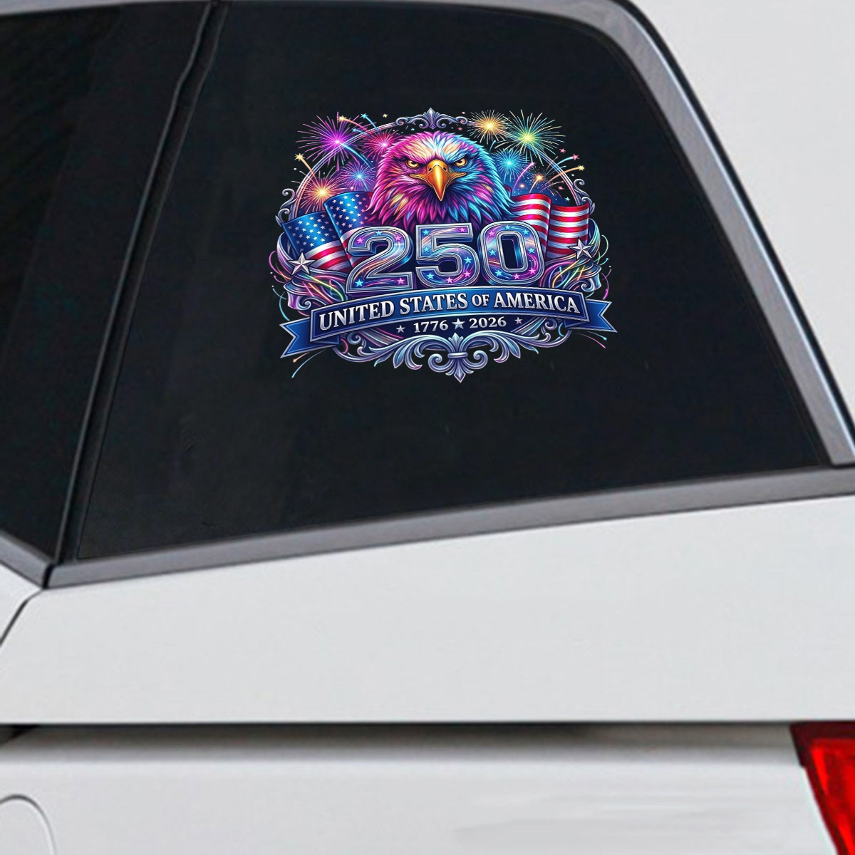 250 Years Anniversary Eagle & Fireworks Decal – Patriotic Vinyl Sticker 03 - Delicate Leather
