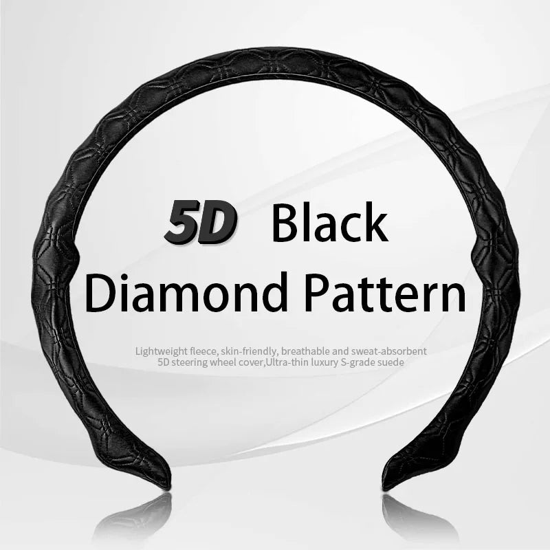 5D Diamond Steering Wheel Cover – Breathable Ultra-Thin Anti-Slip Universal Fit - Delicate Leather