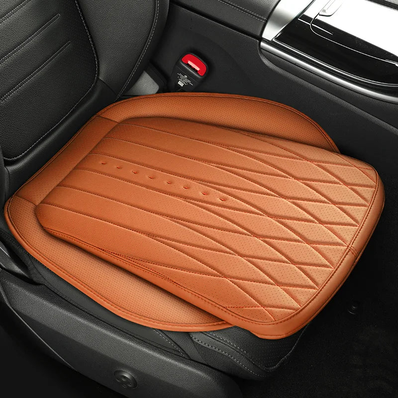 PU Leather Car Seat Cushion – Perforated Breathable Seat Pad, Universal Fit - Delicate Leather