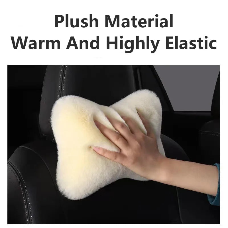 Car Headrest Lumbar Pillow – Soft Plush Comfort Cushion for All-Season Ergonomic Support - Delicate Leather