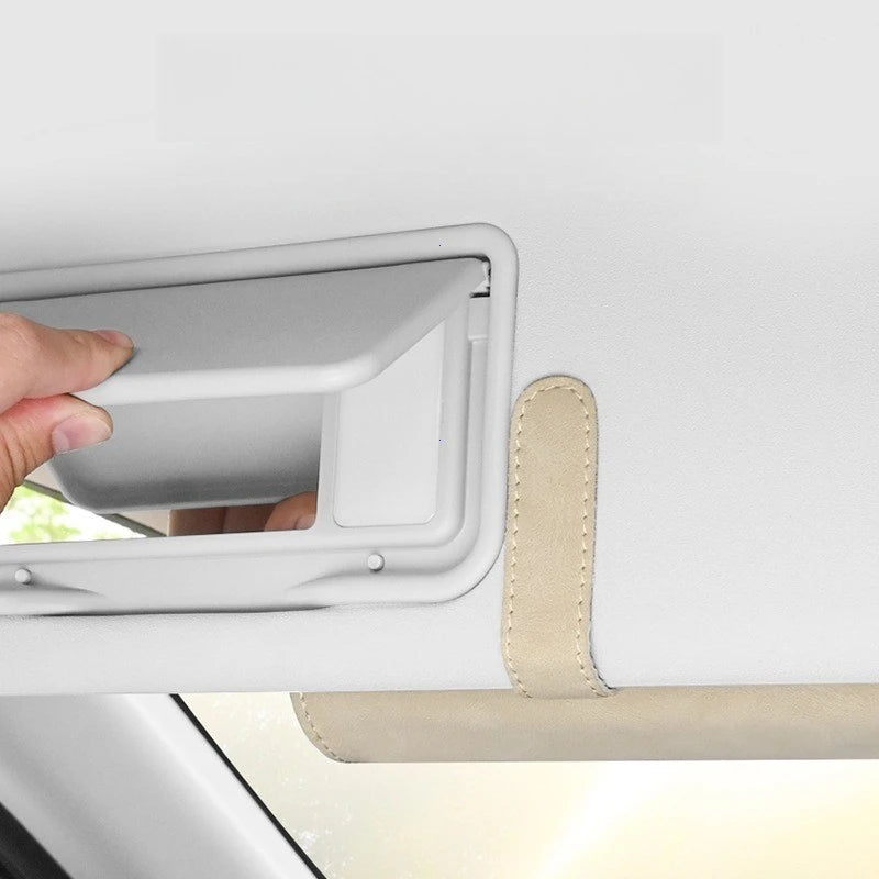 Suede Leather Car Eyeglass Holder – Magnetic Sun Visor Sunglasses Clip - Delicate Leather