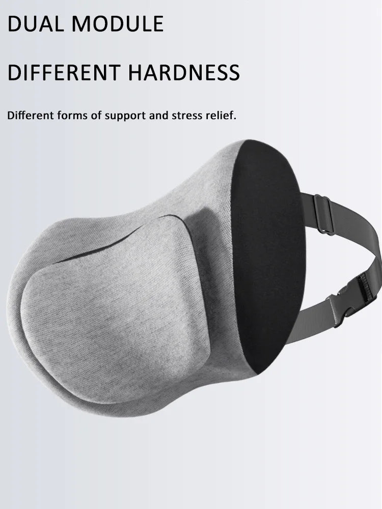 Car Seat Neck & Lumbar Support Pillow – Memory Foam Headrest Cushion for Travel - Delicate Leather