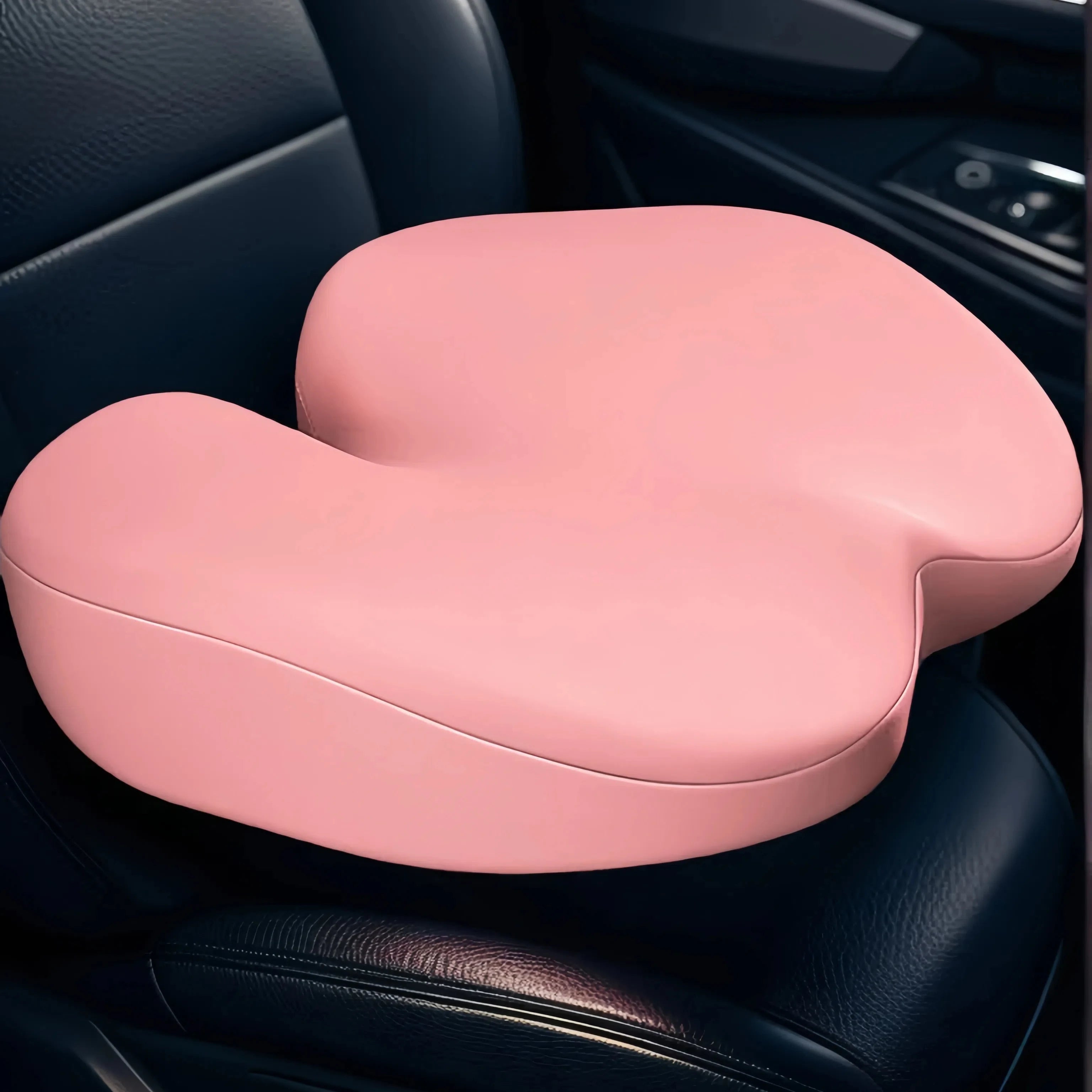 Memory Foam Car Seat Cushion – Non-Slip Seat Pad with Removable Cover - Delicate Leather