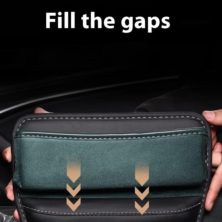 Universal Car Seat Gap Storage Box – Leather & Suede Center Seat Crevice Organizer - Delicate Leather