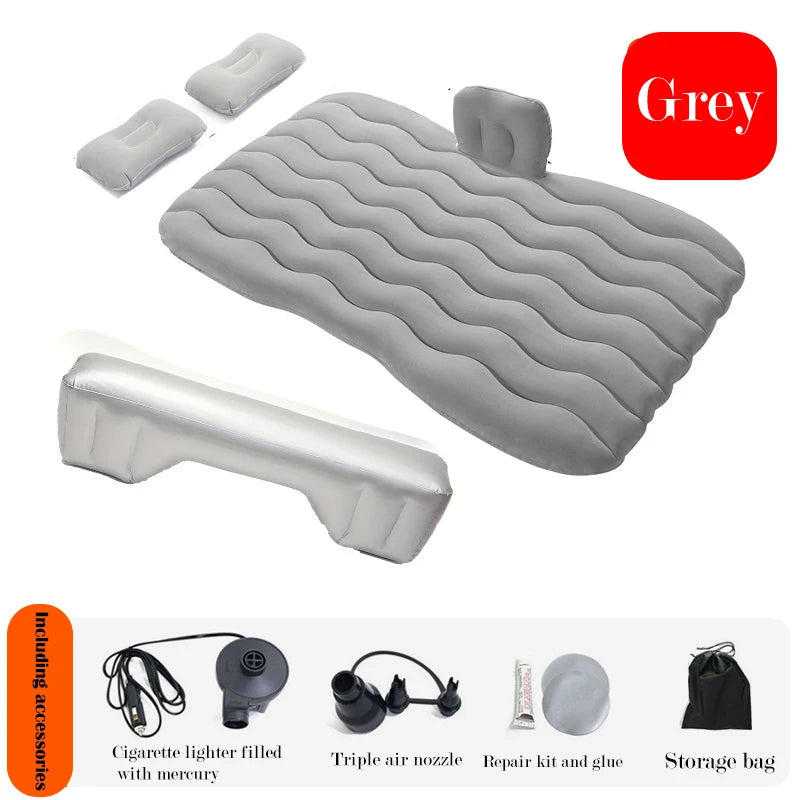 Universal Car Inflatable Bed with Headrest, Universal Fit for SUV, Pickup, Home, Travel & Outdoor Camping - Delicate Leather