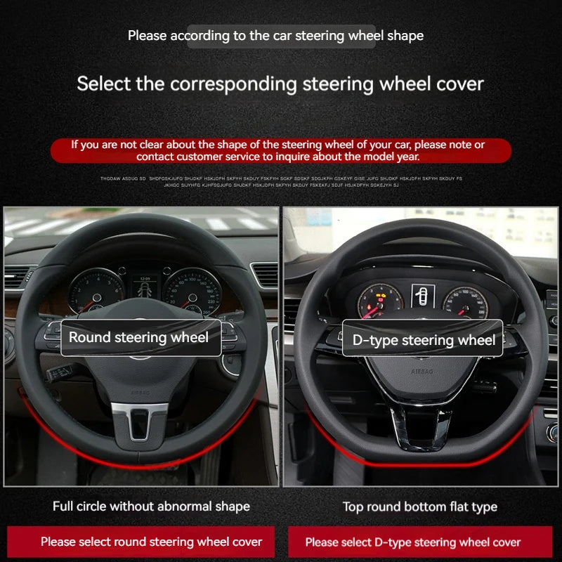 Full Leather Steering Wheel Cover – Ultra-Thin, Non-Slip, Breathable, Universal 14.5–15.5 Inch, All-Season Protection - Delicate Leather