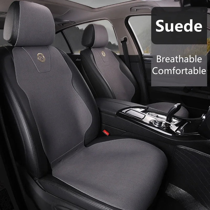 Suede Car Seat Cushion – Breathable, Comfortable, Durable Four-Season Front Seat Cover - Delicate Leather