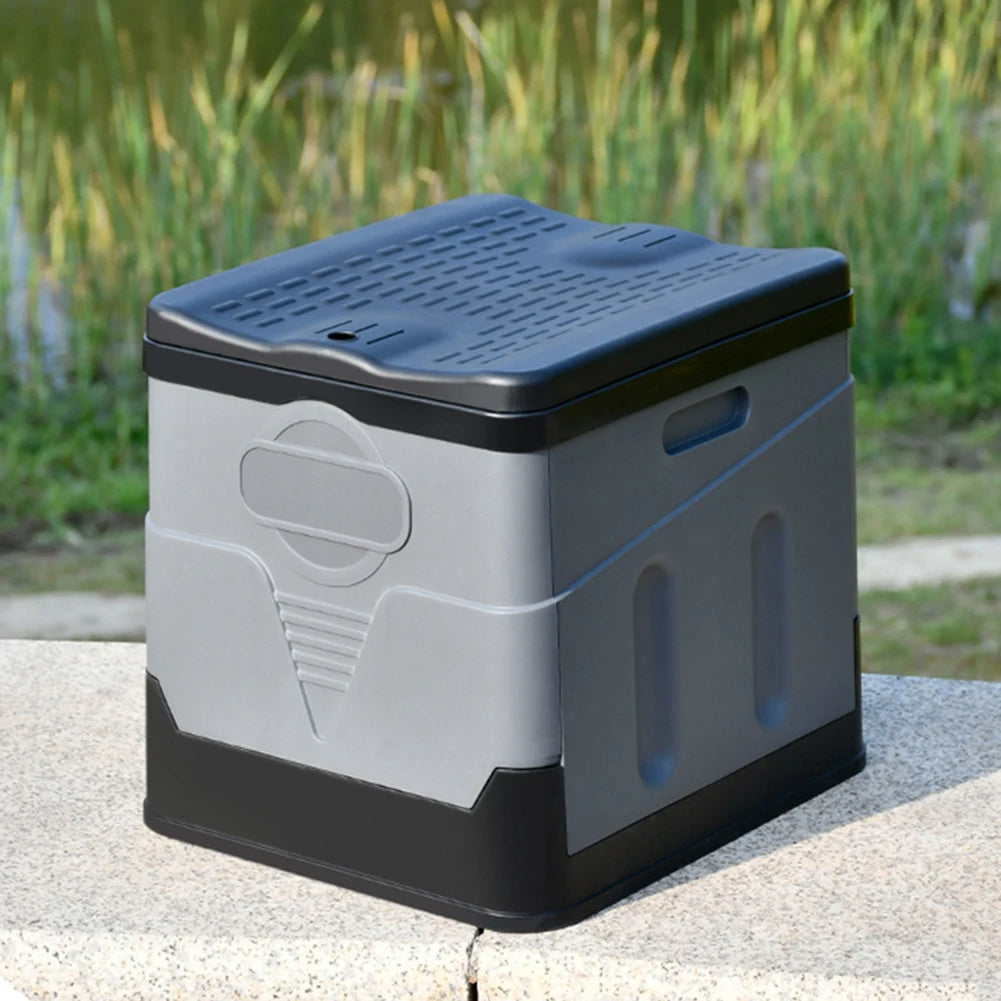 Travel Portable Car Emergency Toilet with cover Outdoor Folding Camping Toilet for Camping Hiking Boat Road Trips Beach - Delicate Leather
