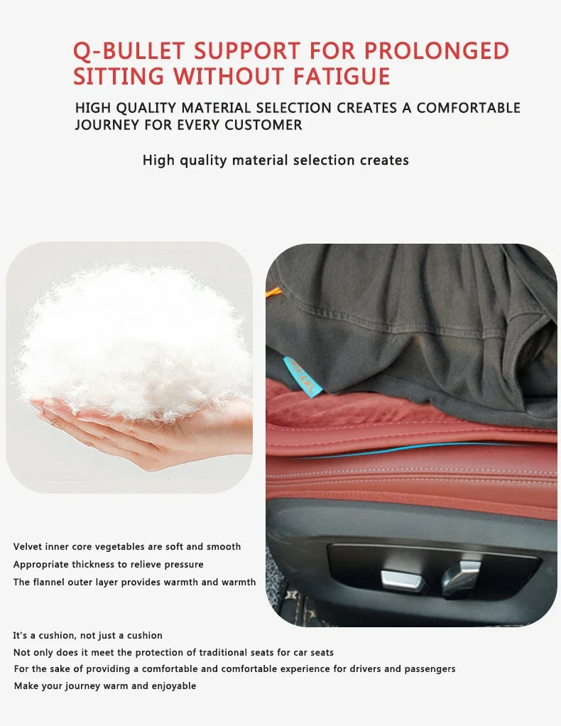 Flannel Car Seat Cover Front Rear Seats Cushion Protector Mat Pad Universal, Custom For Cars, Seat Cushion for Car - Delicate Leather