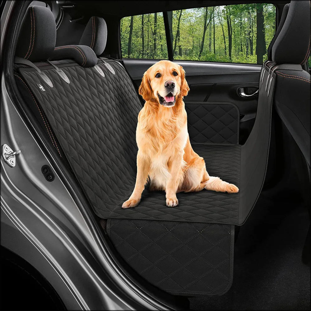 Dog Car Seat Cover with Hard Bottom - Waterproof, Back Seat Protector - Delicate Leather
