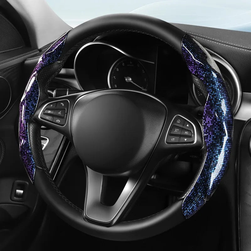 High-Quality PU Leather Snap-On Steering Wheel Cover – Thin, Light, Shiny, Comfortable Universal Wheel Protector - Delicate Leather