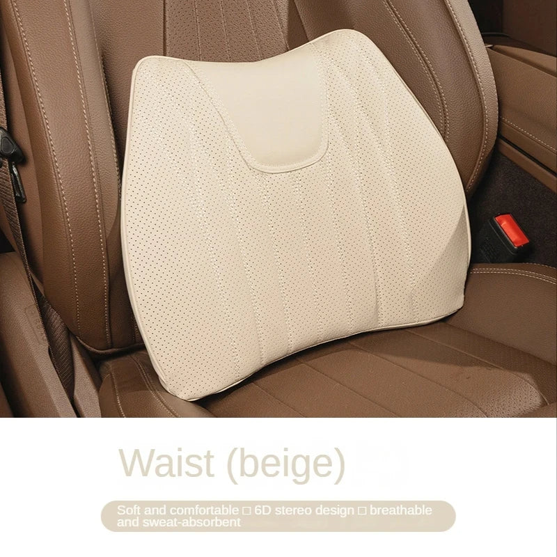 Delicate Leather Universal Car Seat Cushion with Lumbar Support – Ergonomic Leather Driver’s Seat Pad with Integrated Back Support - Delicate Leather