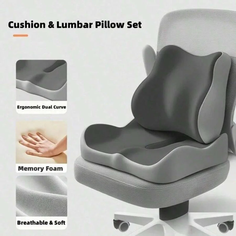Ergonomic Memory Foam Seat Cushion – Contoured Chair Pad for Office, Car & Gaming - Delicate Leather