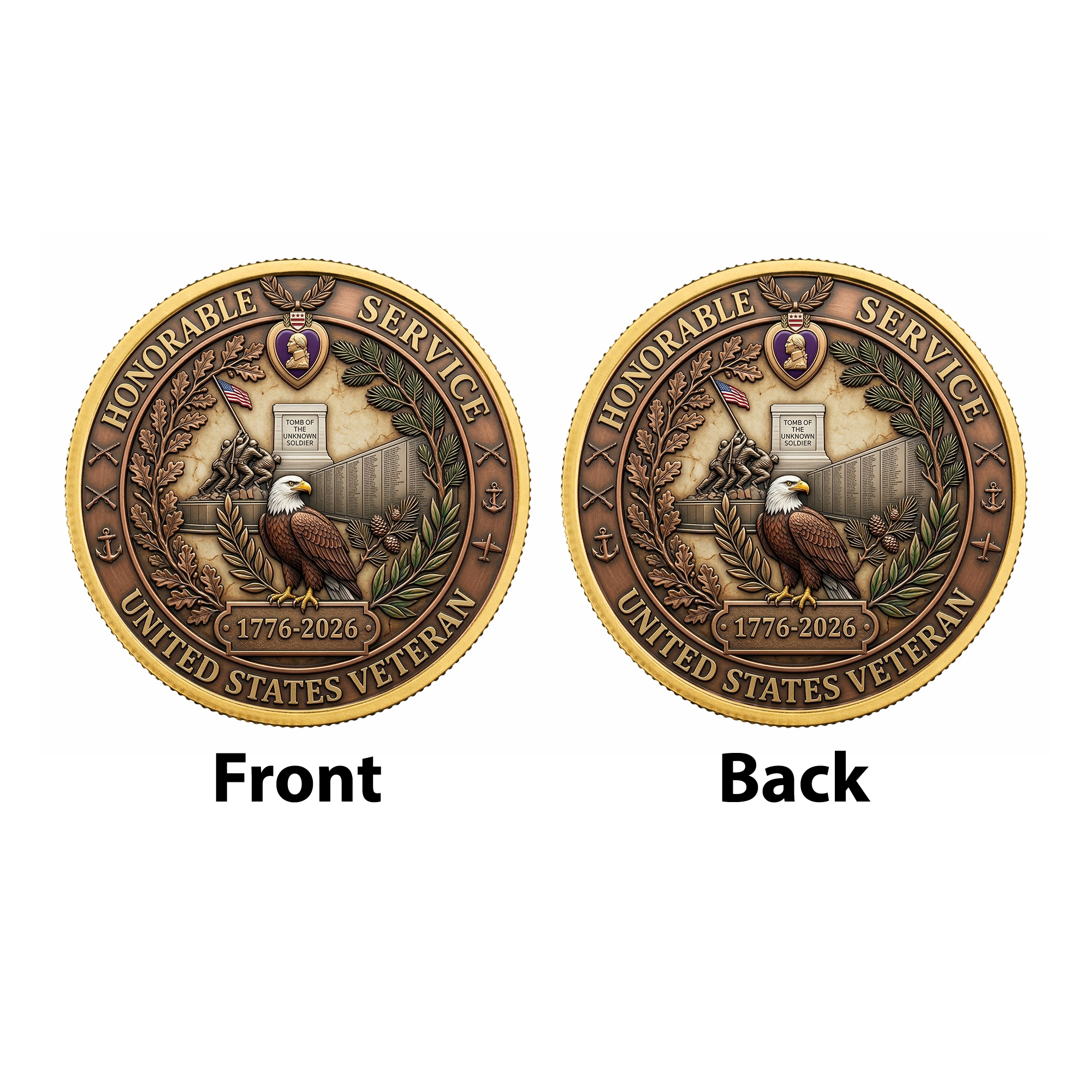 250th Anniversary of America 1776–2026 Commemorative Coin – Patriotic Souvenir Token 03 - Delicate Leather