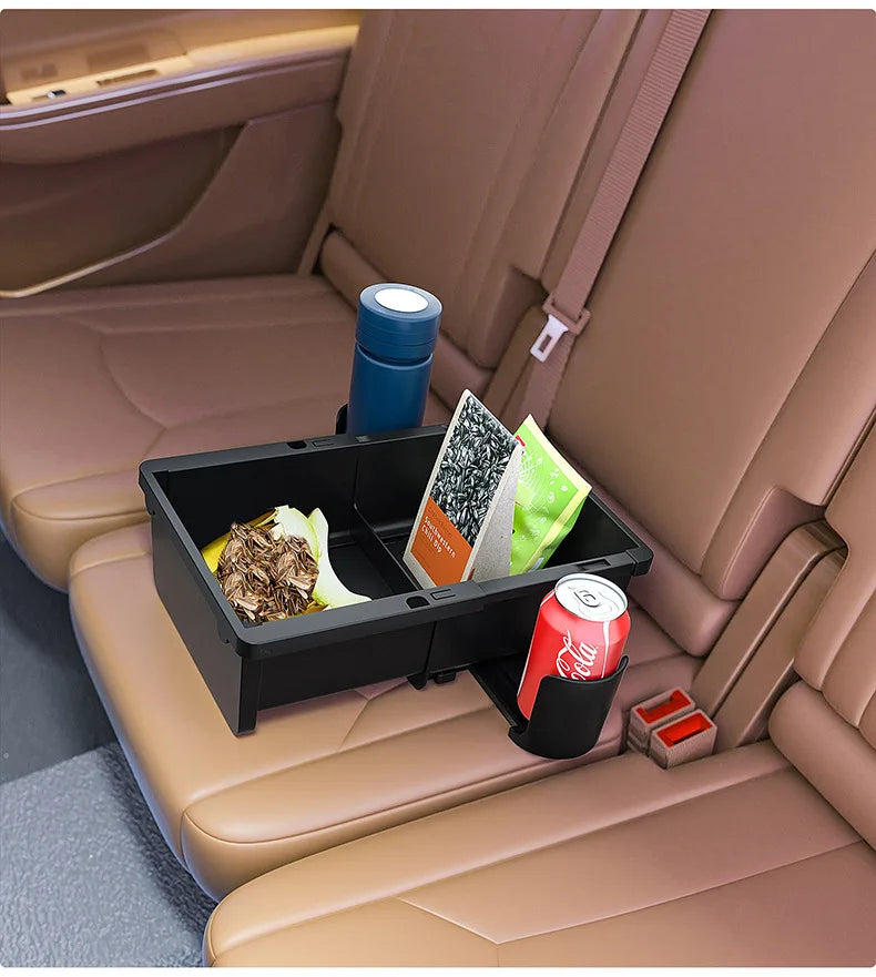 Car Seat Armrest Storage Box Organizer with Cup Holder & Tissue Slot – Universal Interior Organizer - Delicate Leather