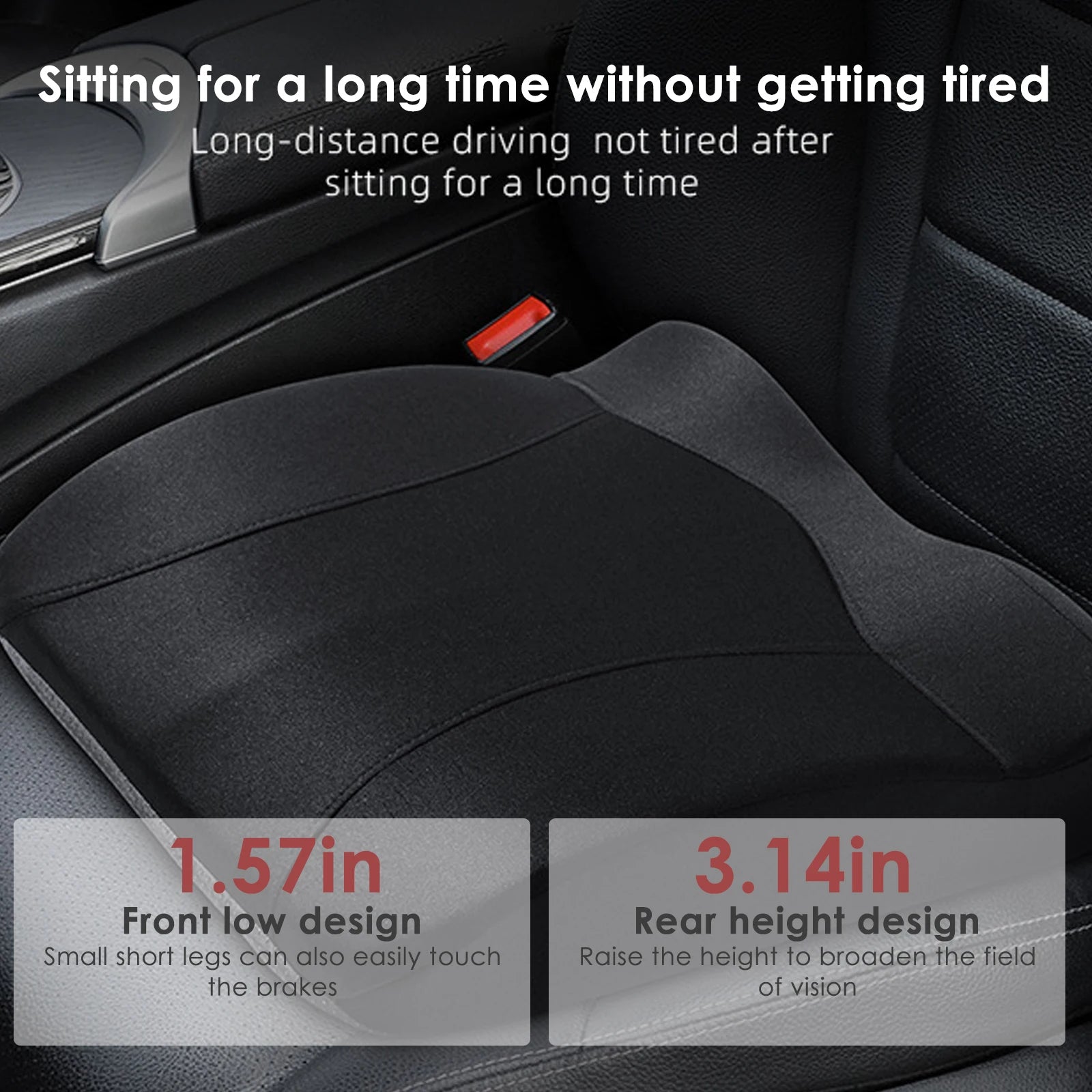 Car Booster Seat Cushion for Driver – Raised Memory Foam Seat Pad, Height-Enhancing Comfort Cushion with Washable Cover - Delicate Leather