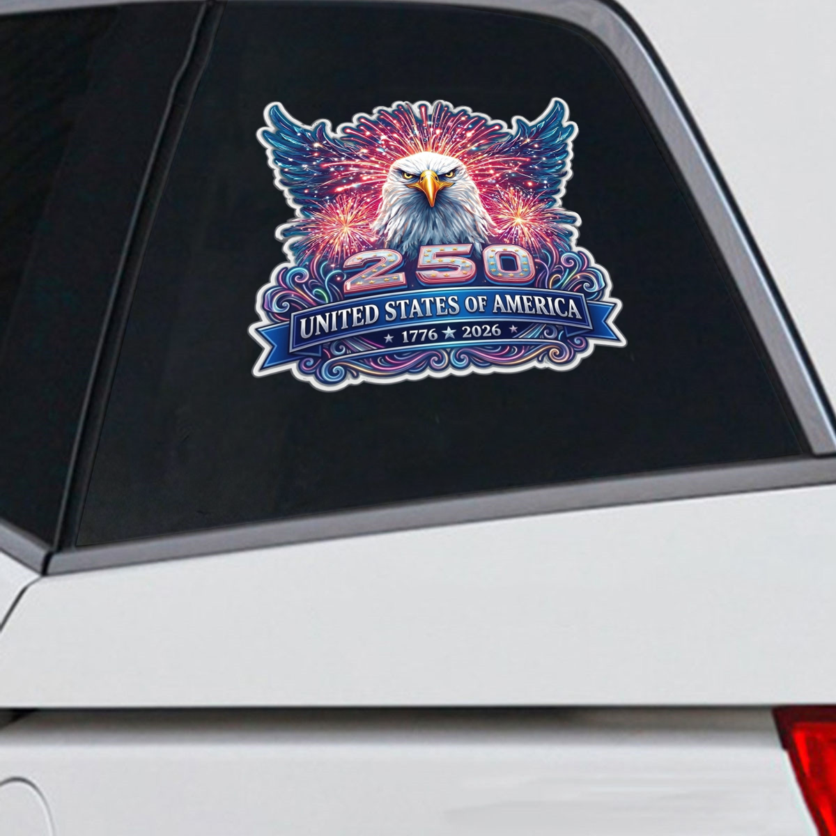250 Years Anniversary Eagle & Fireworks Decal – Patriotic Vinyl Sticker 01 - Delicate Leather