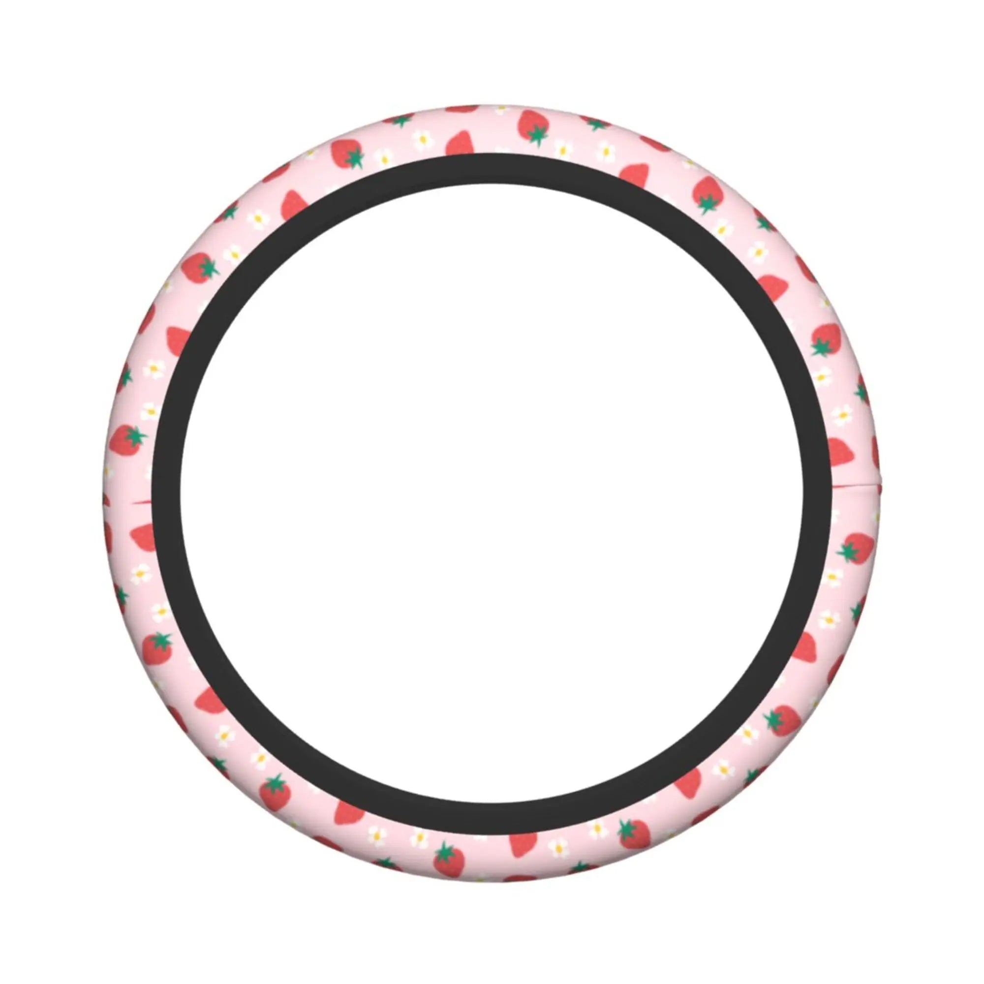 Strawberry Flowers Steering Wheel Cover, Fruiti Car Steering Wheel Cover , Car Accessories 34 - Delicate Leather