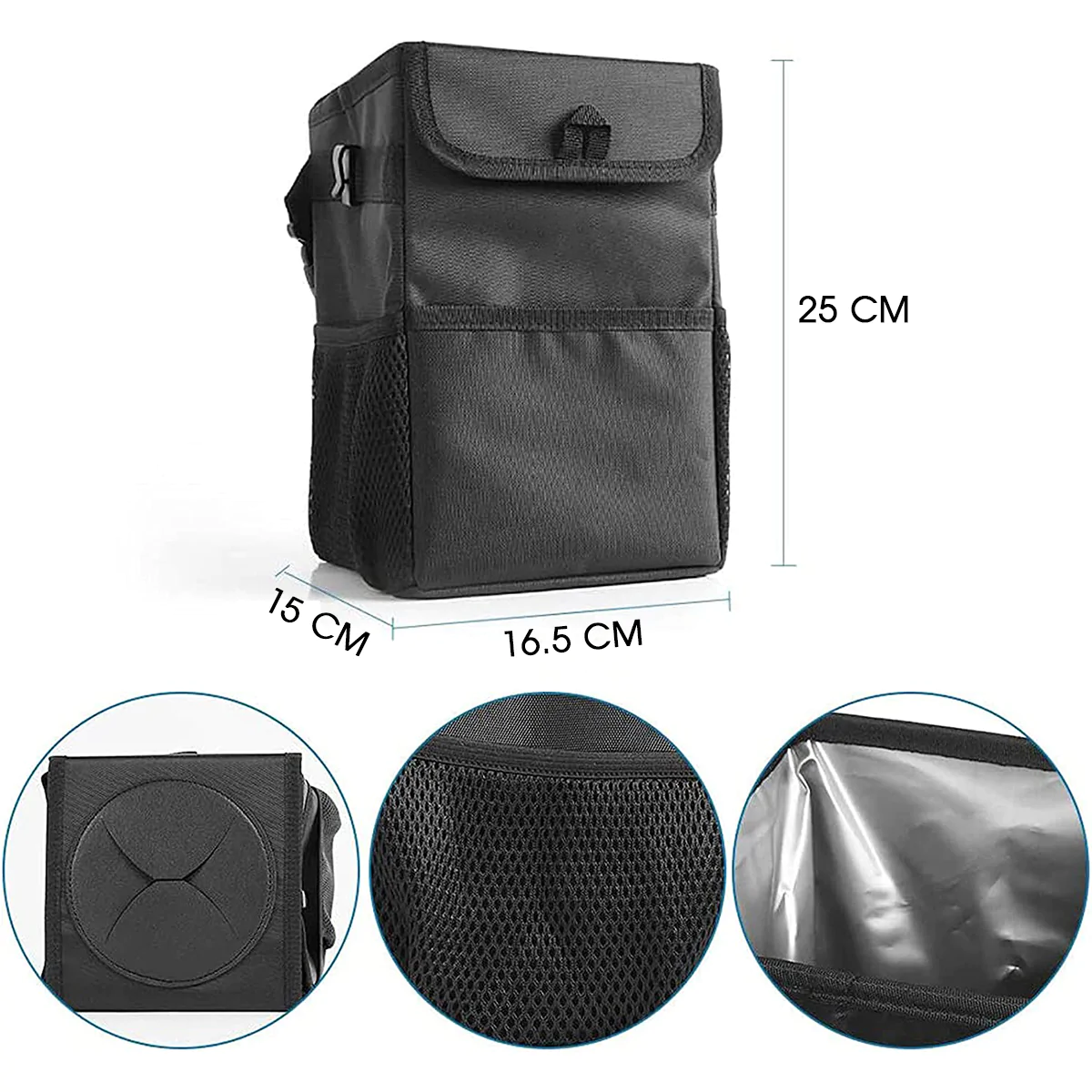 Waterproof Car Trash Can with Lid and Storage Pockets, Custom-Fit For Jaguar, 100% Leak-Proof Car Organizer, Waterproof Car Garbage Can, Multipurpose Trash Bin for Car DLJG234 - Delicate Leather