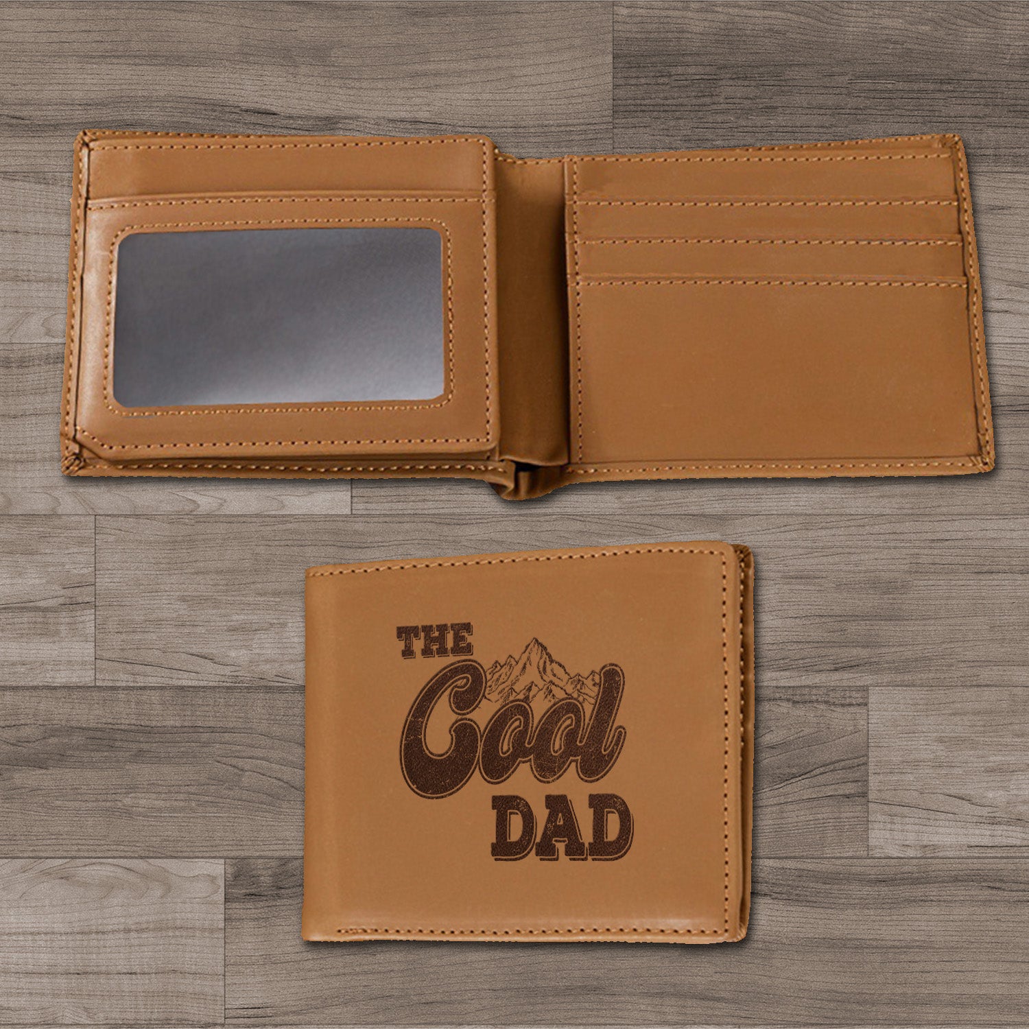 The Cool Dad Wallet Men, Leather Wallet For Men, Custom  Engraved Wallet, Personalized Gifts For Him, Fathers Day Gifts, Husband, Boyfriend, Dad - Delicate Leather