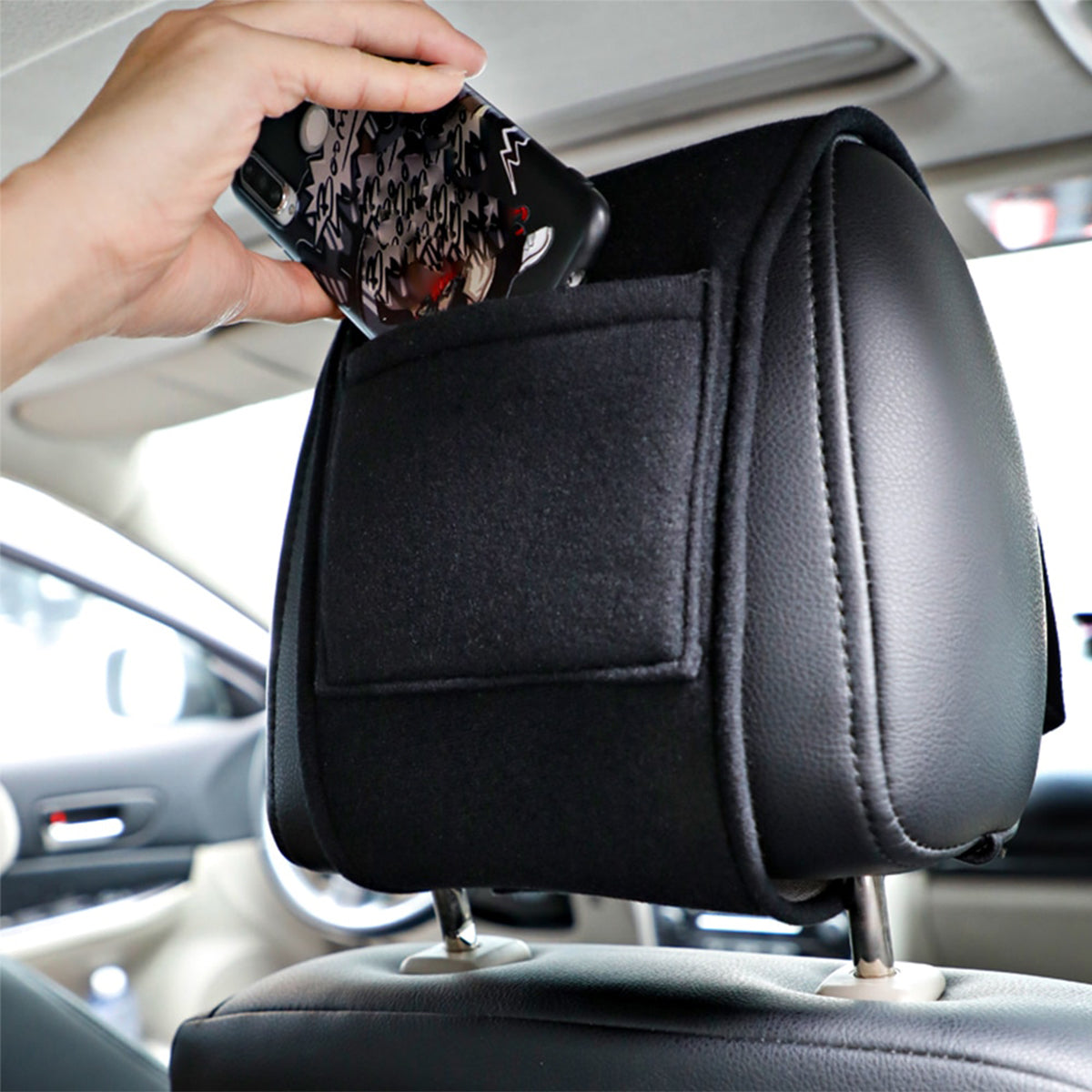 Car Seat Headrest Cover Breathable Flexible Headrest Covers Velcro Auto Headrest Covers Universal Fit, Custom-Fit For Jaguar, Car Accessories DLJG243 - Delicate Leather