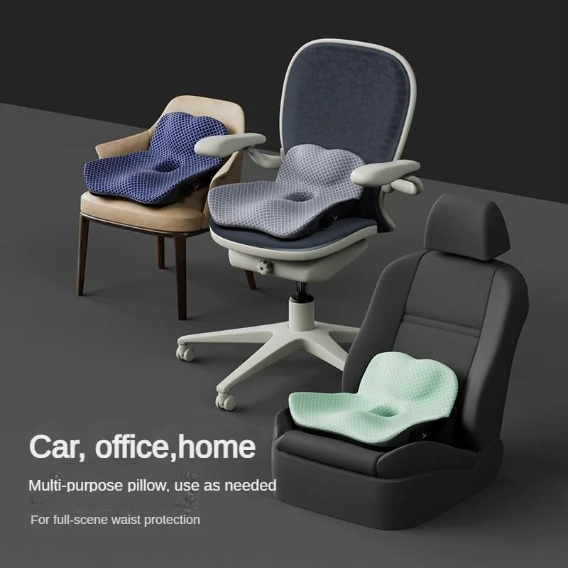 Memory Foam Seat Cushion – Large Ergonomic Chair Pad for Office, Home, and Car - Delicate Leather