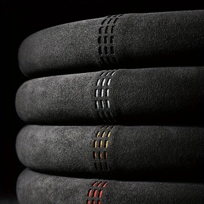 Suede Steering Wheel Cover – Ultra-Thin Non-Slip Grip, Sweat-Absorbent, Universal Fit for 38 cm Wheels - Delicate Leather