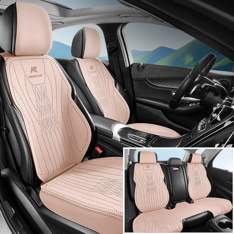 Premium Perforated Suede Car Seat Covers – Custom Fit, Full Wrapping, Multi-Model - Delicate Leather