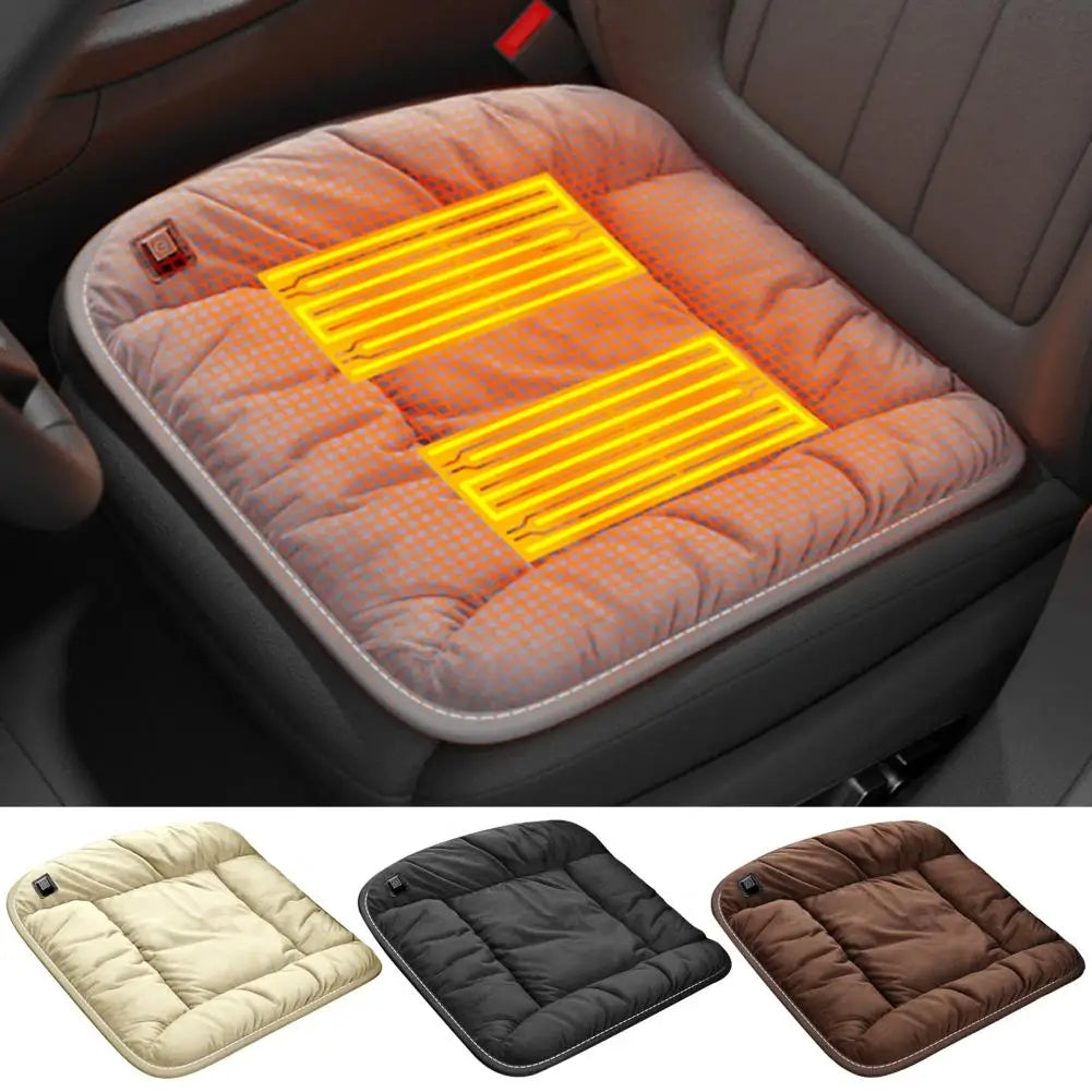 USB Powered Heated Car Seat Cushion – Fast Heating Wear-Resistant Winter Seat Warmer with Adjustable Temperature and Auto-Off - Delicate Leather