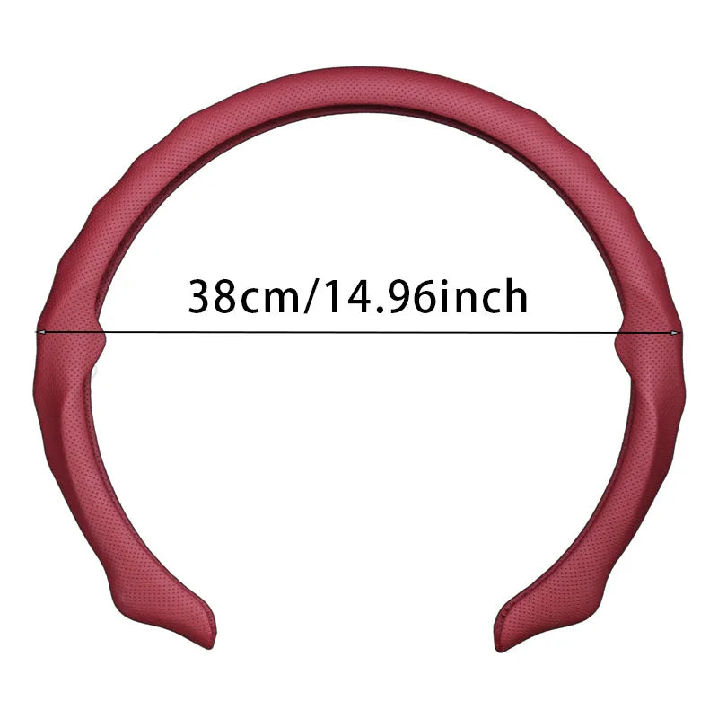 Ultra-Thin Nappa Leather Steering Wheel Cover with Breathable Strap Holes Non-Slip Universal Fit - Delicate Leather