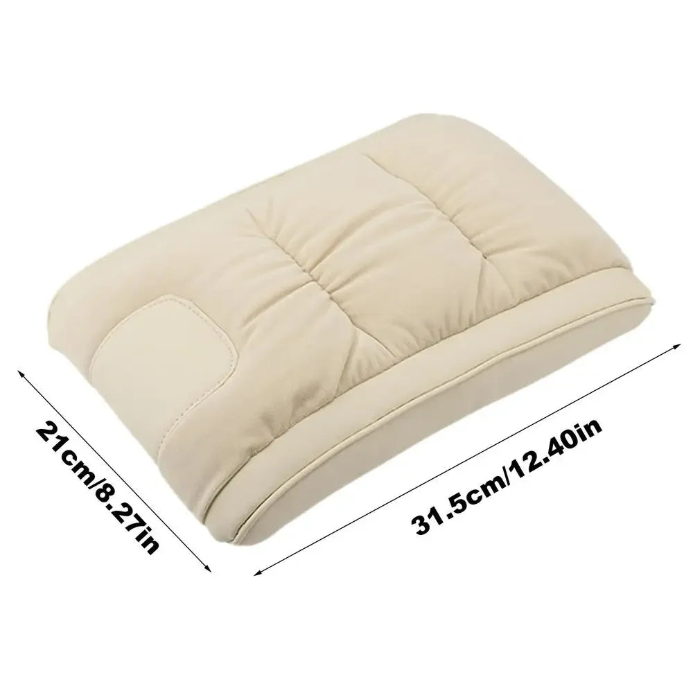Car Armrest Heightening Cushion – Flannel Center Console Booster Pad - Delicate Leather