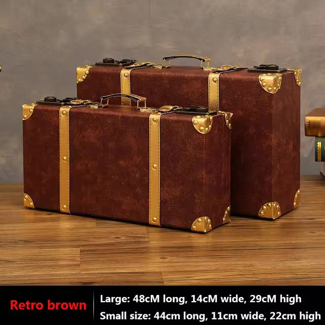 Customized Vintage Travel Suitcases Large Capacity Wooden Luggage, Clothes Storage Organizer Boxes, Decorative Props