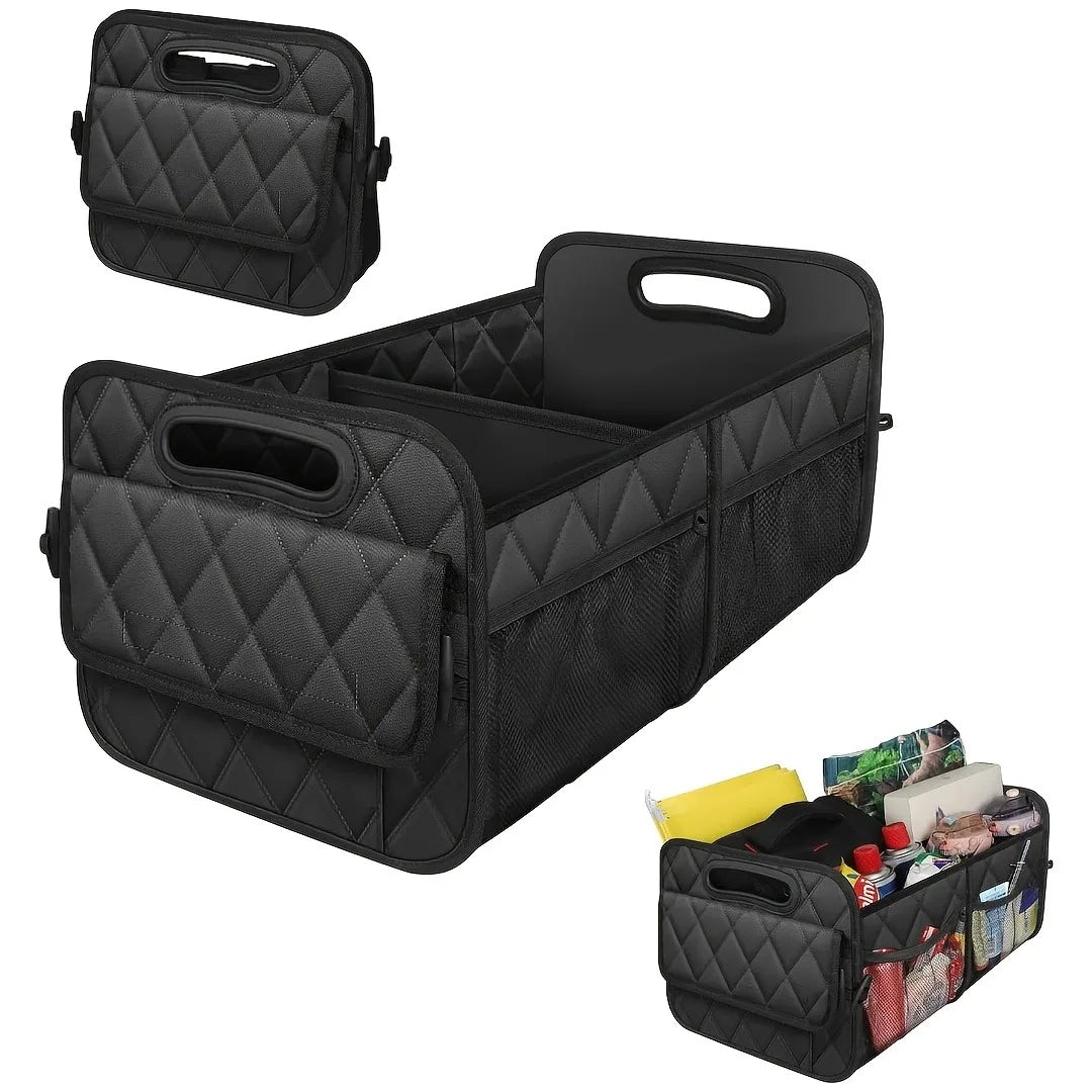 Universal Foldable Car Trunk Storage Box – PU Leather Multi-Functional Organizer for Vehicle Interior - Delicate Leather