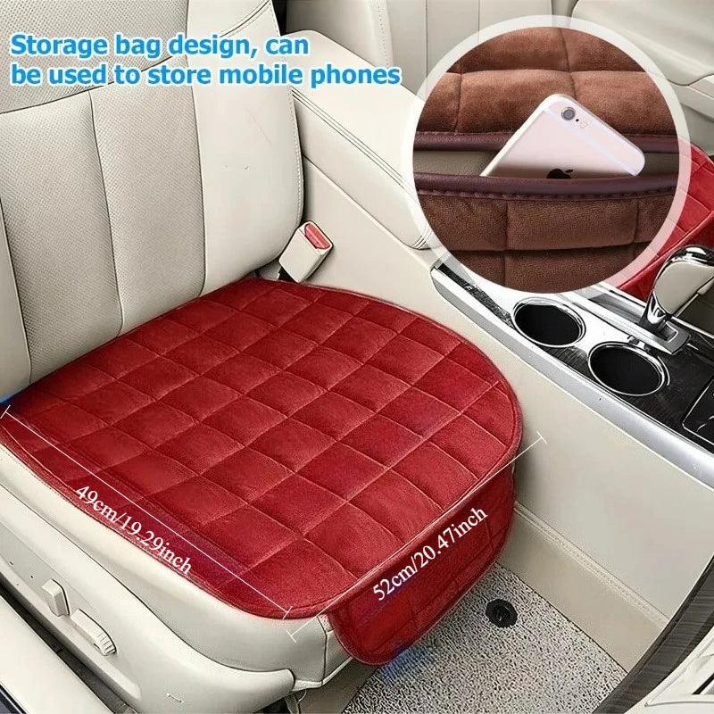 Universal Car Seat Cushion – Non-Slip Pad with Storage Pouch for Vehicle, Office, or Home - Delicate Leather