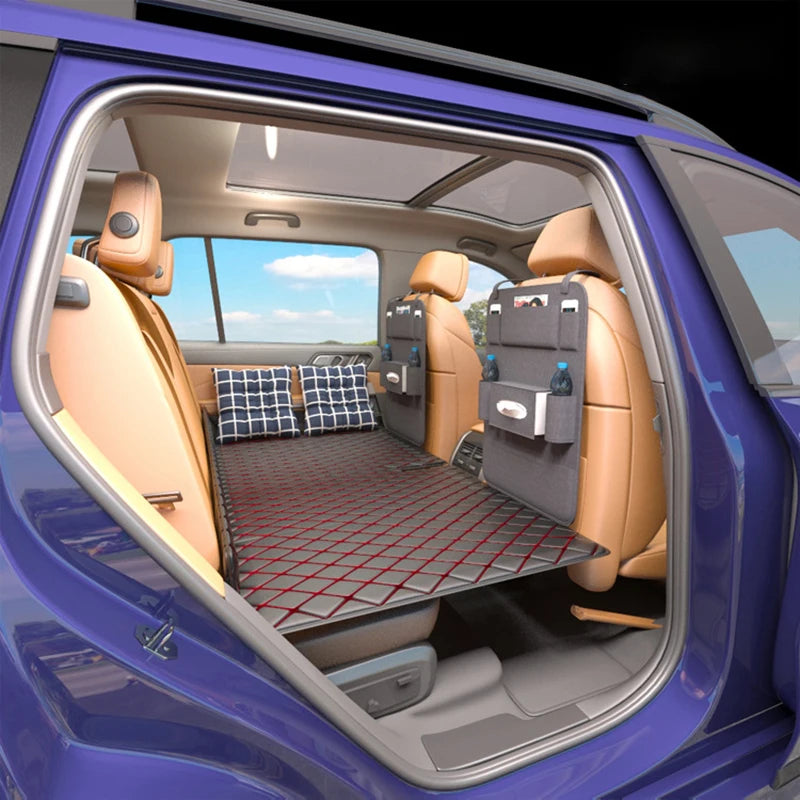 Portable Car Camping Mattress – Foldable Non-Inflatable Sleeping Pad for Back Seat & SUV Travel - Delicate Leather