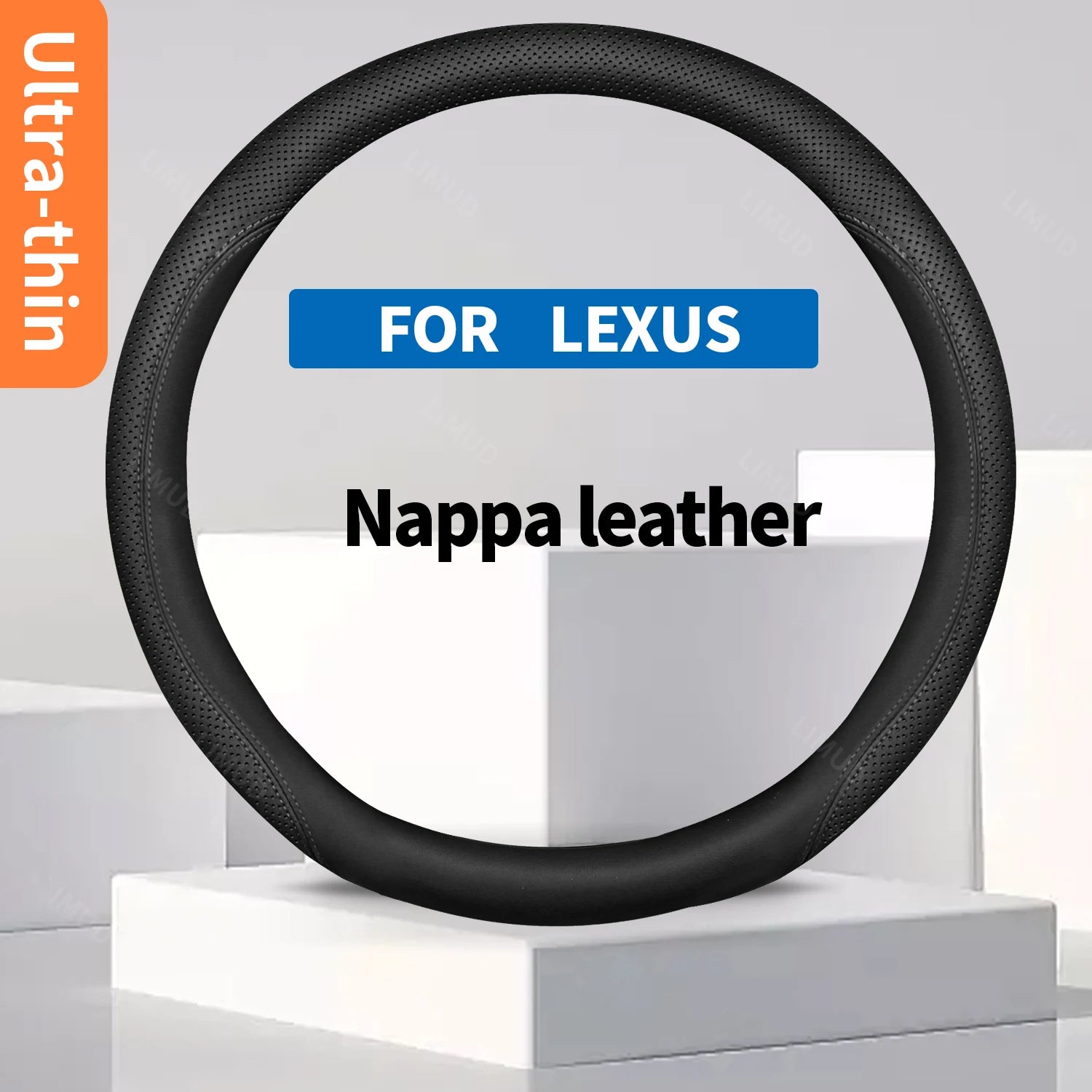 Universal Steering Wheel Cover – Nappa Rubber, No Inner Ring, Fit for 14.5–15 Inch Wheels - Delicate Leather