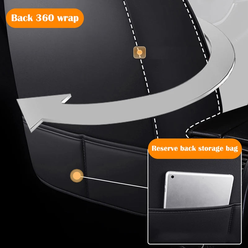 Universal 5-Seat Car Seat Cover Set with Neck & Lumbar Pillow Faux Leather Front and Rear Full Set - Delicate Leather