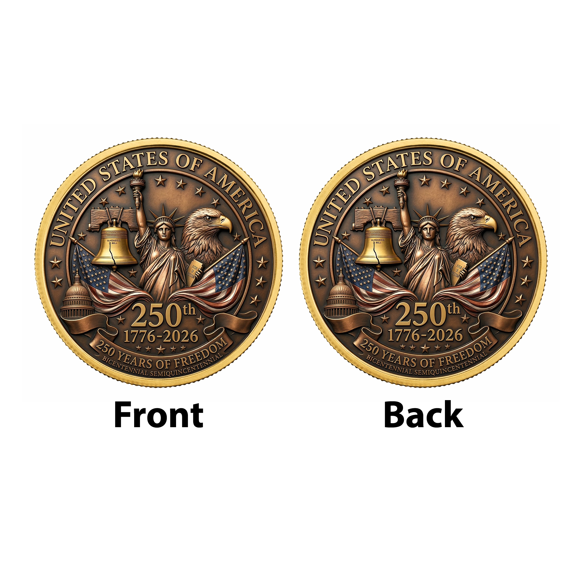 250th Anniversary of America 1776–2026 Commemorative Coin – Patriotic Souvenir Token 04 - Delicate Leather