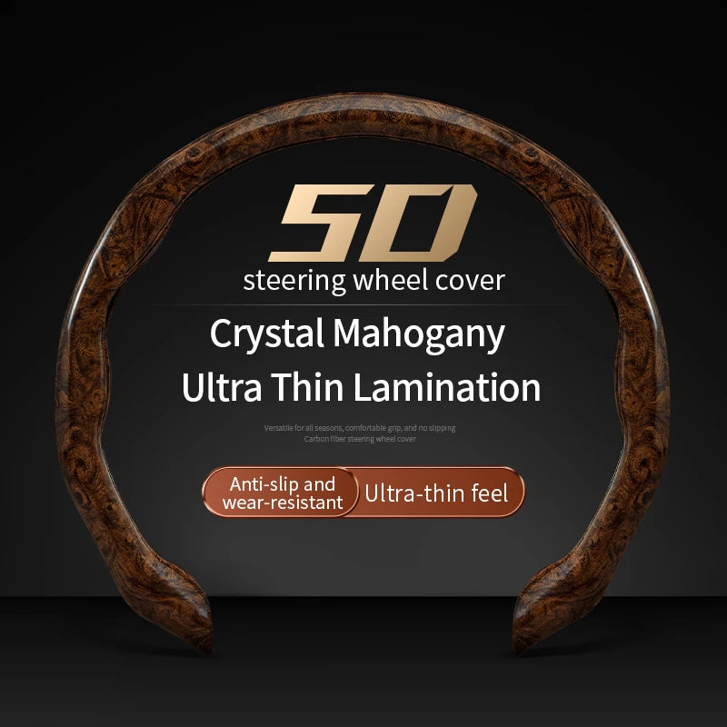 Peachwood Clip Steering Wheel Cover – Anti-Slip, Wear-Resistant PVC, Luxury Sports Car Interior Accessory - Delicate Leather