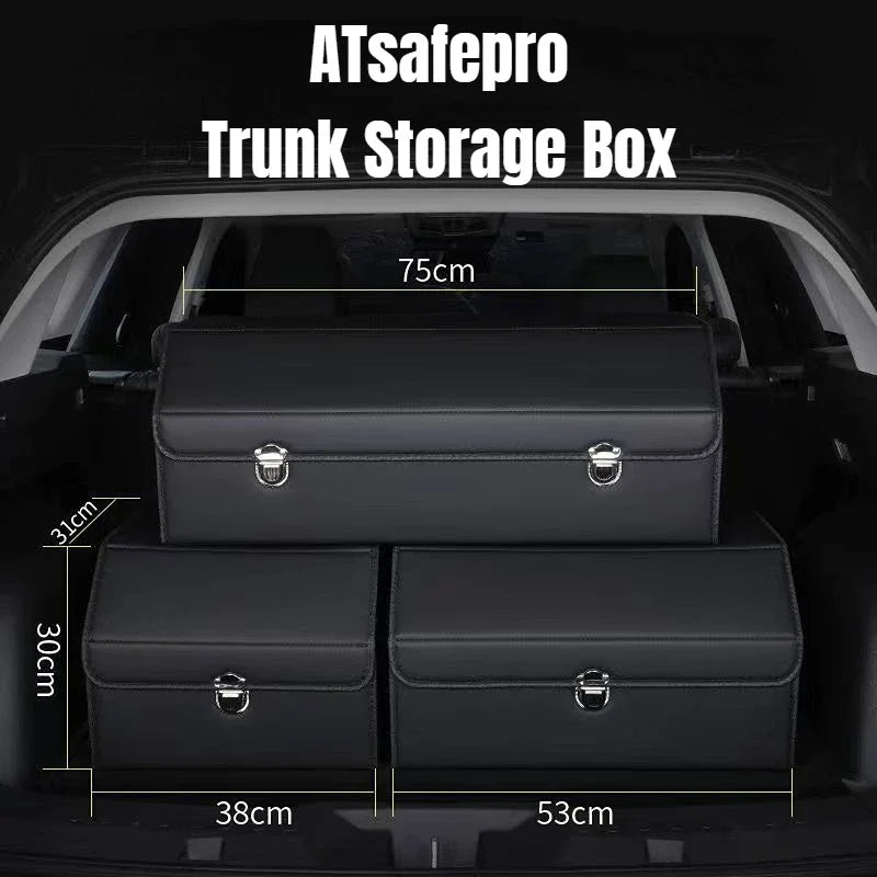 65L Car Organizer for Trunk Box - Storage & Cleaning Car Accessories - Visible Interior Vehicle Supplies - Delicate Leather