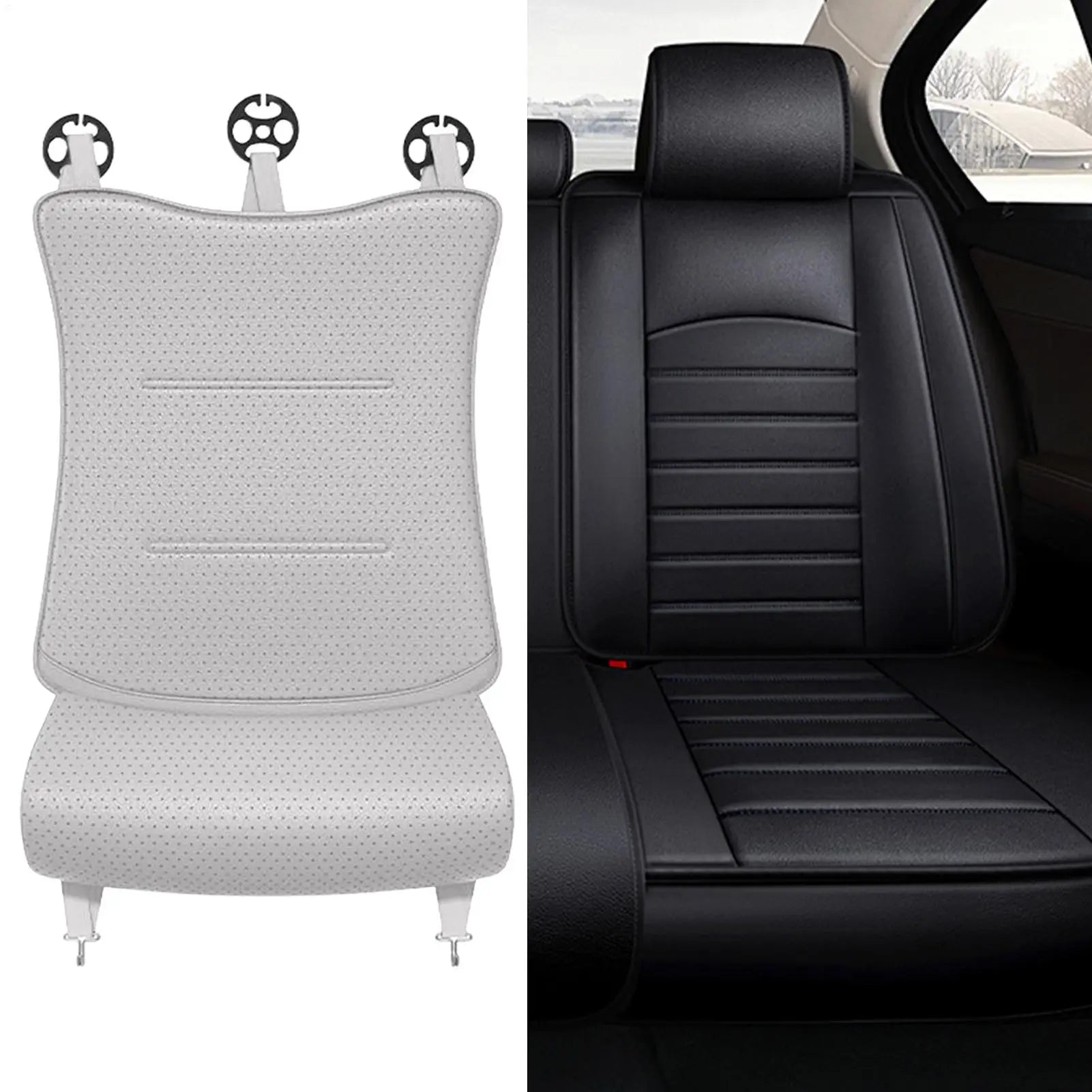 Car Seat Extension Cushion – Integrated Leg Support, Ergonomic Seat Extender, Vehicle Chair Pad for Drivers - Delicate Leather