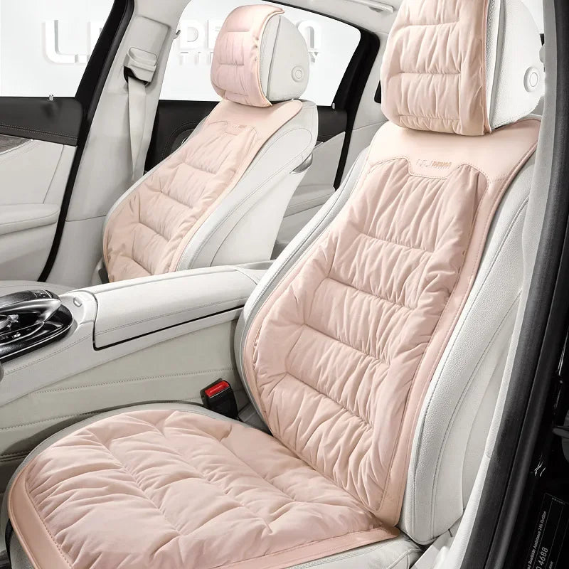 Universal Winter Down Car Seat Cover – Soft Breathable Warm Seat Cushion Protector for Car Interior - Delicate Leather