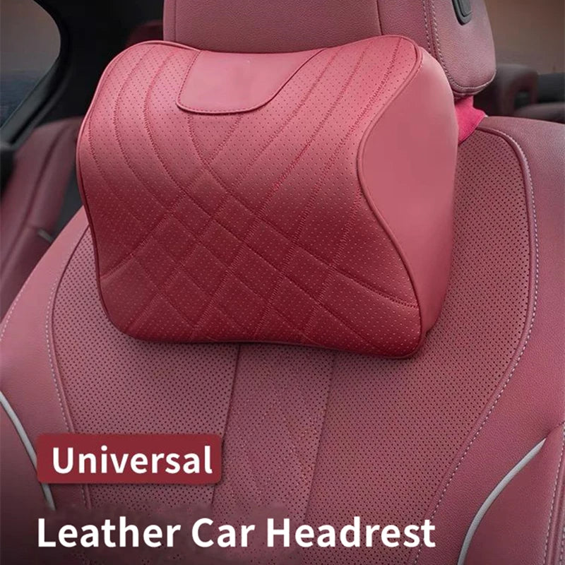 Car Leather Headrest Universal Car Seat Neck Pillow Rest Support Cushion Memory Foam Head Support Rest Protector Car Accessories - Delicate Leather