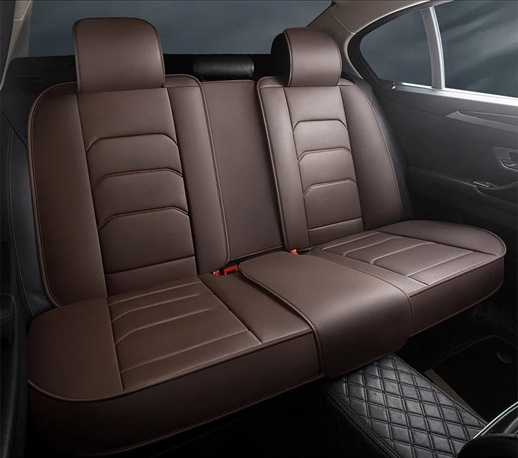 Full Set Leather Car Seat Covers – Waterproof, Universal Fit, Front & Rear Auto Seat Protection for Most Vehicles - Delicate Leather