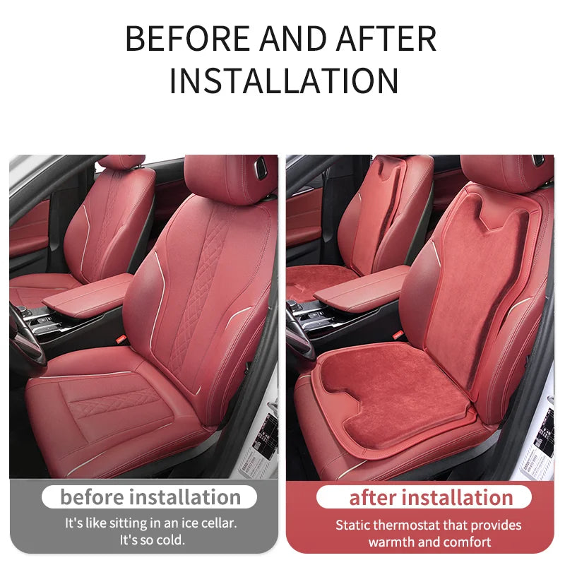 Car Seat Cover Cushion - Warm Flannel Soft Memory Foam Seat Protector Booster Pad - Winter Seat Accessories - Delicate Leather