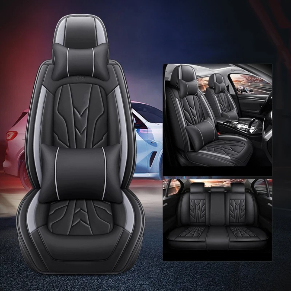 Universal PU Leather Car Seat Covers – Full Protection, Waterproof, Front & Rear Auto Seat Cover for Most Vehicles - Delicate Leather
