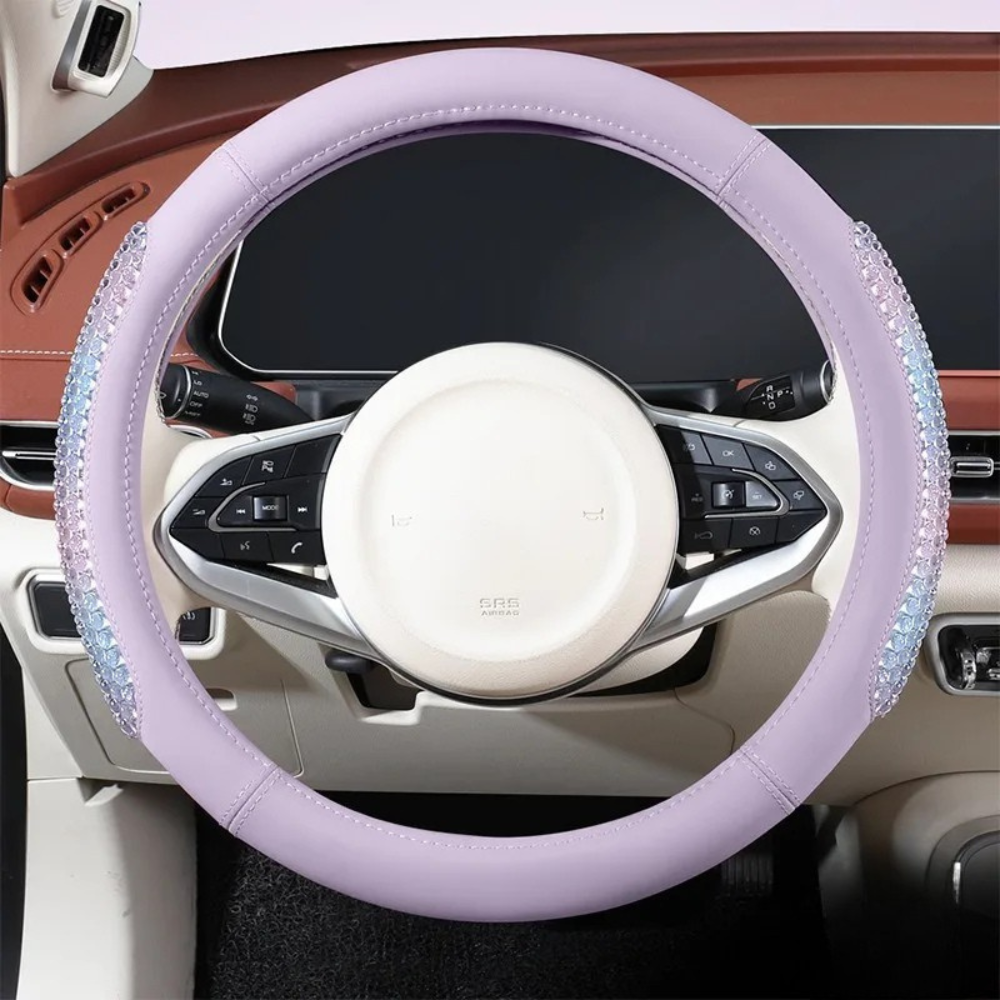 Jelly Leather Steering Wheel Cover – Colorful Universal Fit 14.5-15 Inch, Breathable & Wear-Resistant Protective Car Handle Cover - Delicate Leather