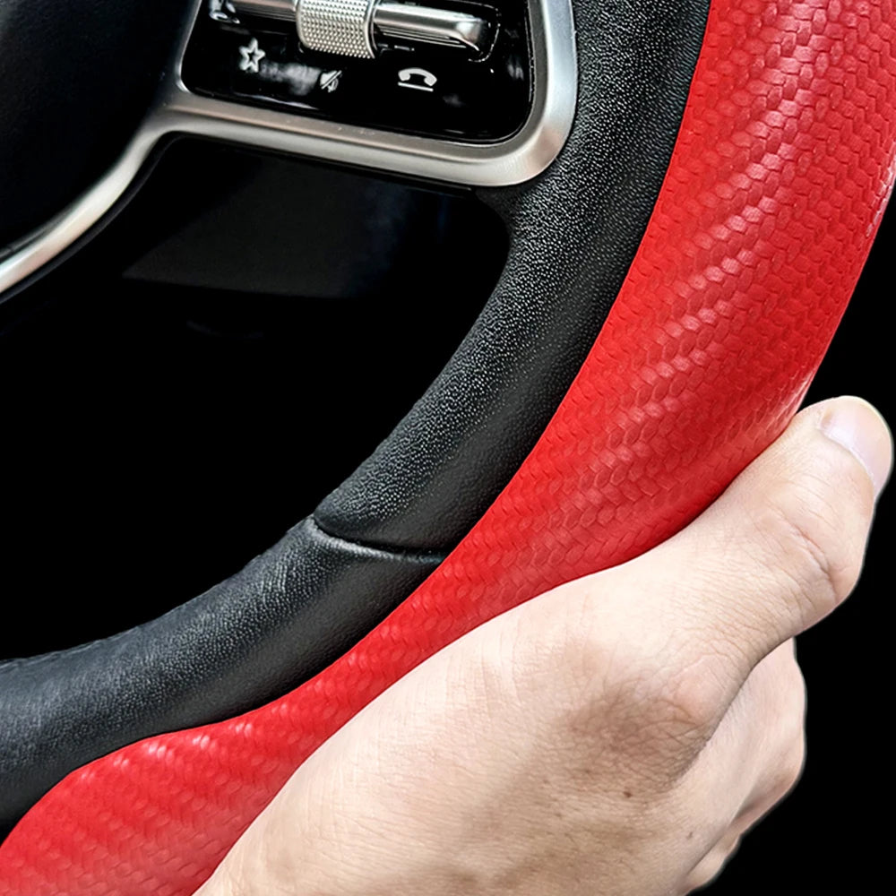 Car Steering Wheel Covers Carbon Fiber Steering Wheel Cover Wrap Universal 36-38cm Breathable Steering Covers Auto Accessories - Delicate Leather