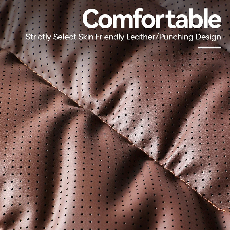 Nappa Leather Car Seat Cover – Universal Waterproof Seat Cushion & Anti-Slip Protector Mat - Delicate Leather