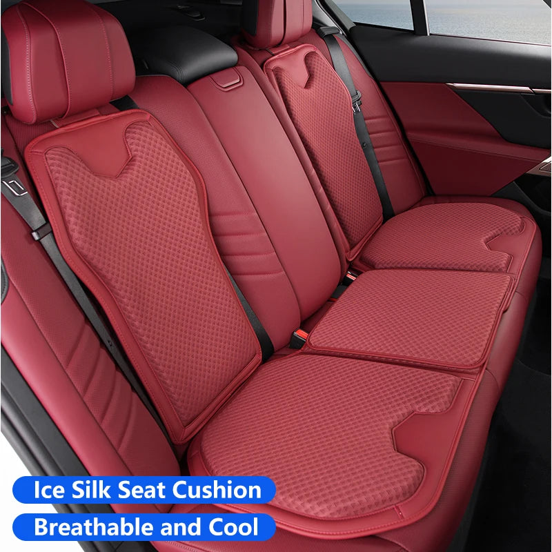 Ice Silk Car Seat Cushion for Porsche Cayenne Macan - Summer Breathable Seat Cover - Auto Memory Foam Seat Protector Accessories - Delicate Leather